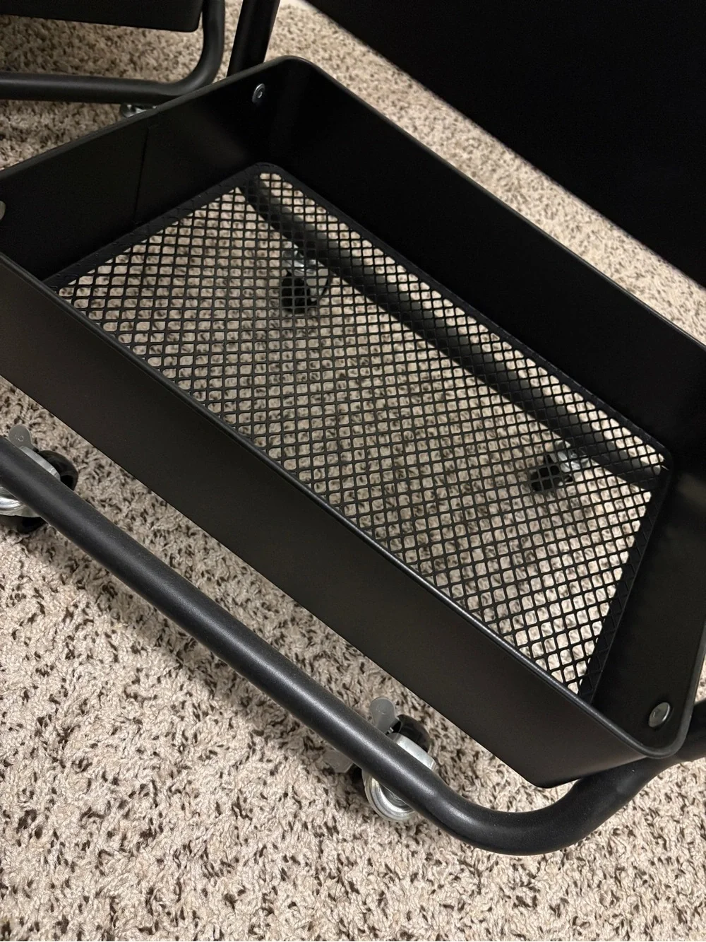 Black 3-Tier Rolling Metal Storage Cart